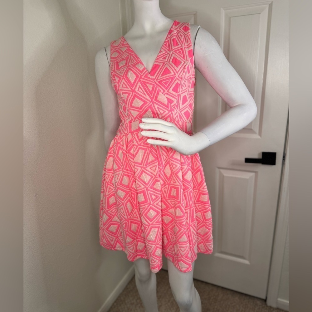 Willa Geometric Pink Sleeveless Dress Size Small. #220